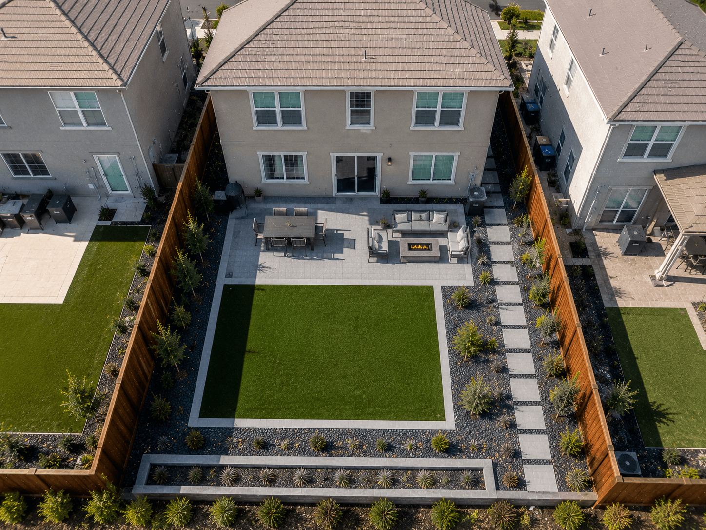 Modern Front Yard hardscape Sacramento